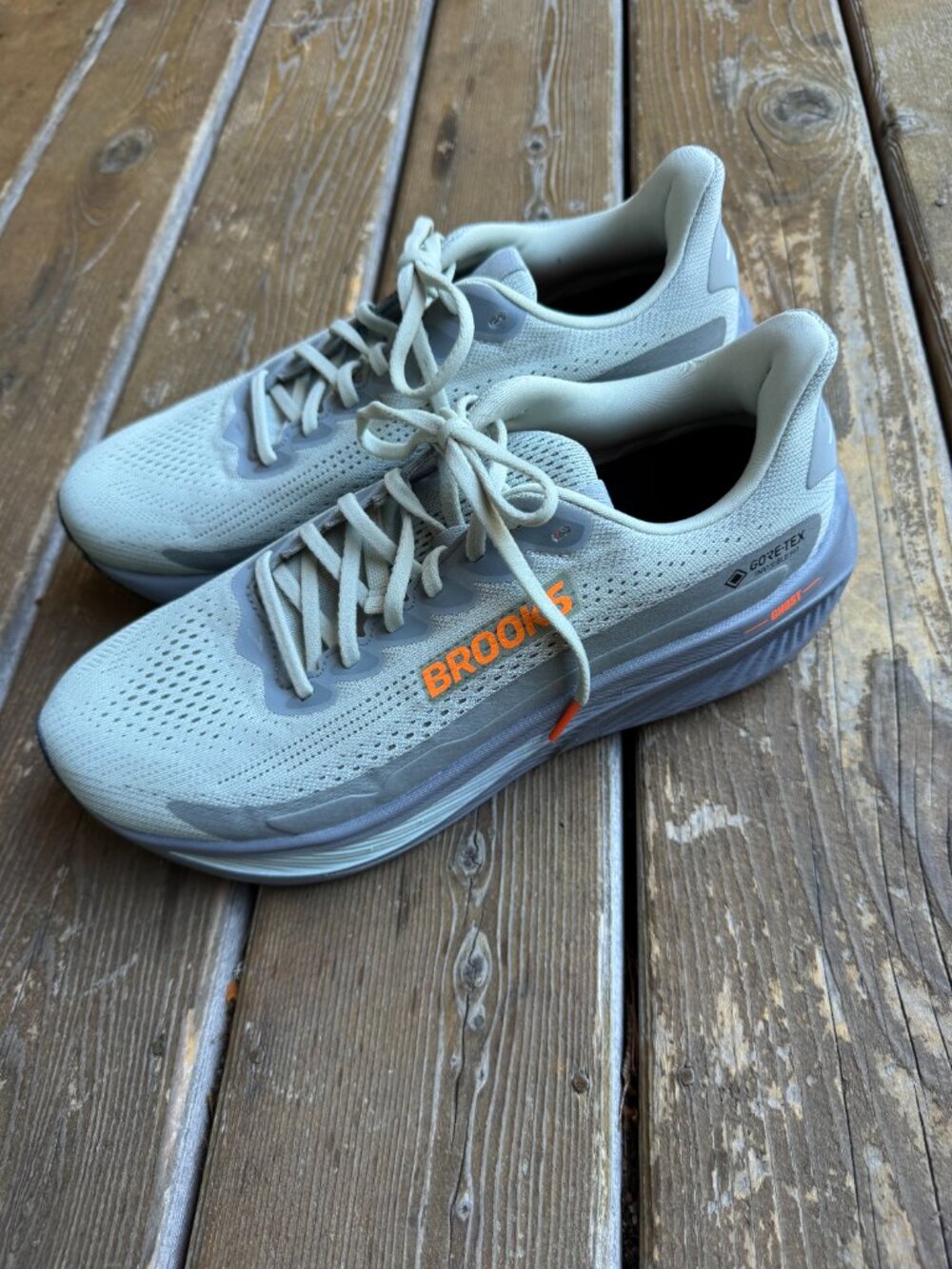 BROOKS Ghost 17 GTX Smoke-Primer Gray-Orange Running Shoes in Men's 9.5 - Picture 5 of 14